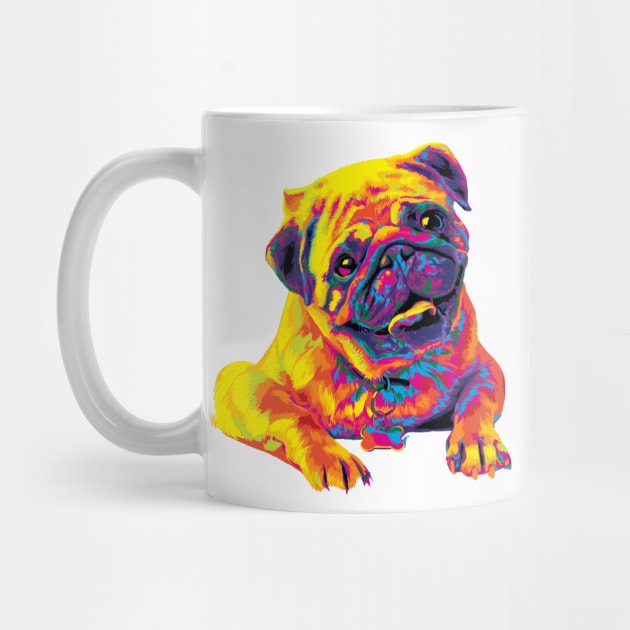 Rainbow Pug Smiling Painting by polliadesign